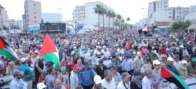 May the 20th in May, Moroccans march in Casablanca to denounce American embassy transfer./Ph. Mehdi Moussahim-Yabiladi