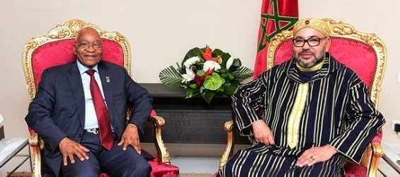 Jacob Zuma, South African President and King Mohammed VI during the AU-EU summit in Abidjan, Cote d'Ivoire./Ph. DR