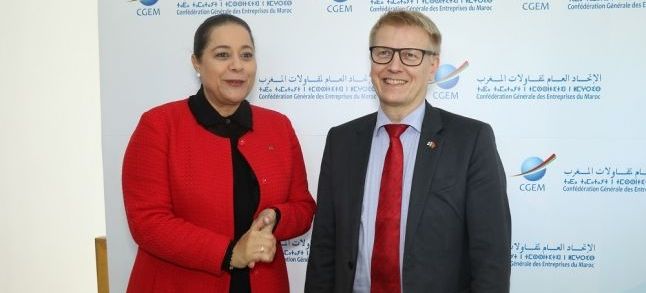 President of CGEM, Miriem Bensalah Chaqroun and Kimmo Tiilikainen, the Finnish Minister of Environment, Energy and Housing./Ph. Mehdi Moussahim-Yabiladi