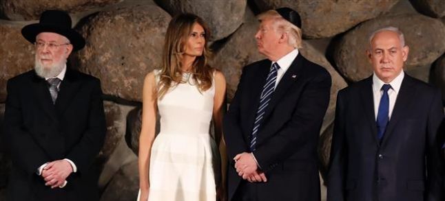 Rabbi Yisrael Meir Lau, First Lady Melania Trump, US President and the Israeli Prime Minister./Ph. DR