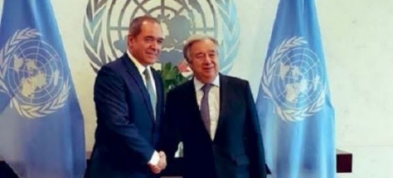 Algeria's Foreign Affairs Minister Sabri Boukadoum and the UN Secretary-General Antonio Guterres. / DR