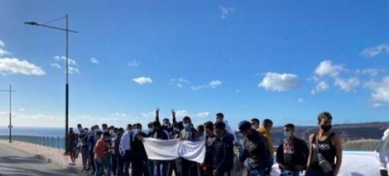 A demonstration held by Moroccan migrants in Gran Canaria. / DR