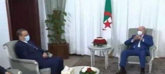 Mauritanian Foreign Minister Ismail Ould Cheikh received by Algerian President Abdelmajid Tebboune. / DR