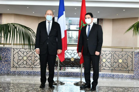 Foreign Affairs Minister Nasser Bourita and French counterpart Jean Yves Le Drian. / DR