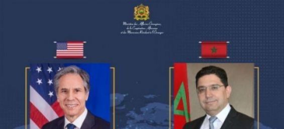 Moroccan Foreign Affairs Minister Nasser Bourita and American counterpart Antony Blinken. / DR