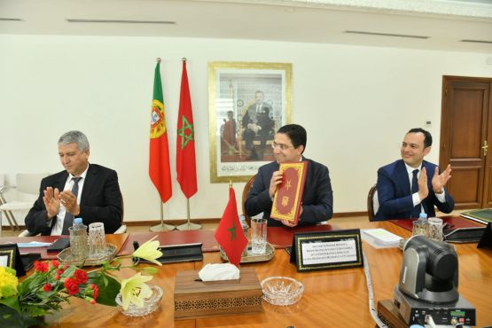 Le ministre des Affaires étrangères, Nasser Bourita, et les ministres Mohammed Sadiki et Younes Sekkouri. / DR