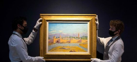 Tower of Koutoubia mosque by Winston Churchill at Christie's auction house in London, February 2021. / Ph. AFP