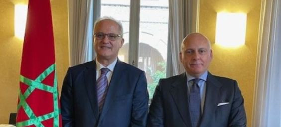 Morocco's ambassador to Italy, Youssef Balla and Michele Marsiglia, President of FederPetroli Italia. / Ph. X