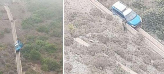 Taxi falls from cliff in Morocco. / Ph. PressTetouan