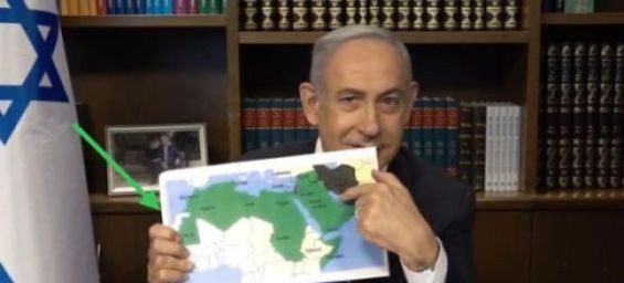 Benjamin Netanyahu holds a Morocco map that excludes the Sahara