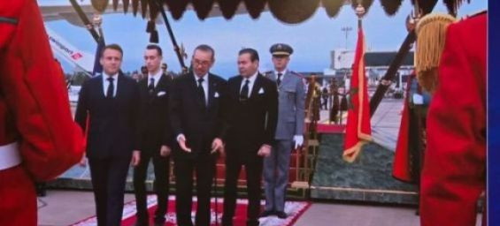 King Mohammed VI welcomes President Macron at Rabat-Salé Airport for three-day state visit