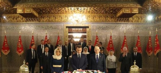 President Macron pays respects at the Mohammed V Mausoleum