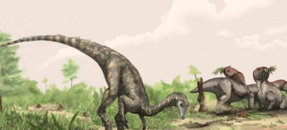 An artist’s illustration of Nyasasaurus, which could be the earliest known dinosaur, or else a close relative of early dinosaurs. Ph. Mark Witton- Natural History Museum, London)