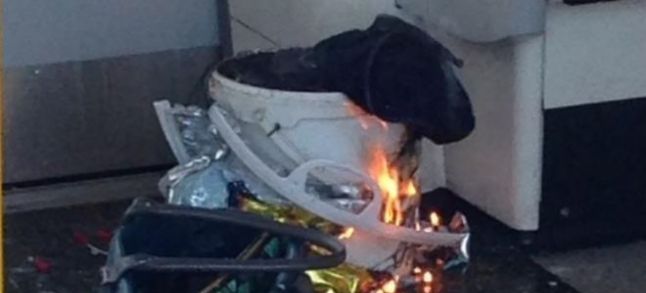The bucket that exploded on Friday morning in Parsons Green metro station./Ph. Twitter