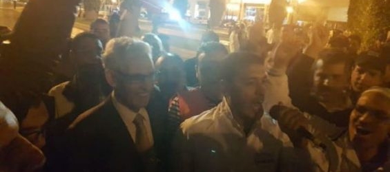 Delegate-Minister for General Affairs and Governance Lahcen Daoudi and Centrale Danone workers in a sit in Tuesday in Rabat./Ph.DR