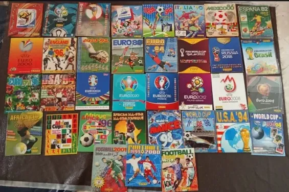 The collection of Panini sticker albums of Ouadii. / Ph. Ouadii