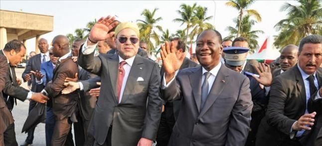 King Mohammed VI next to the Ivorian President,  Alassane Ouattara during a working visit./Ph. DR