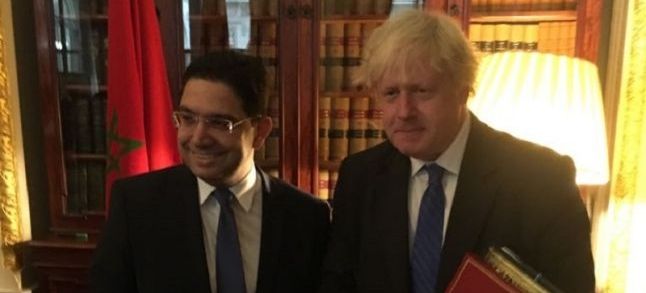 Moroccan Foreign Minister Nasser Bourita and His English counterpart Boris Johnson in London./Ph. MAP
