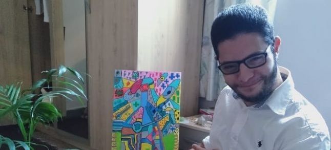 Nassim Gryech, a Down syndrome painter. / DR