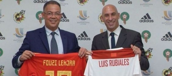 The president of the FRMF, Fouzi Lekjaa and the president of FREF Luis Manuel Rubiales in Rabat. /Ph.DR