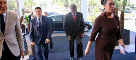 AU Chairperson Moussa Faki Mahamat received by Foreign Minister Nasser Bourita in Rabat./Ph. Twitter