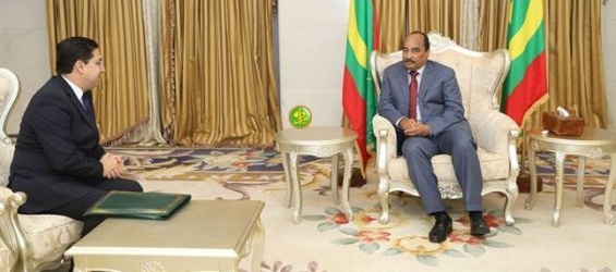 Moroccan Foreign Affairs Nasser Bourita and Mauritanian President Mohamed Oul Abdel Aziz./Ph. AMI
