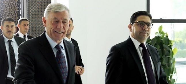Horst Kohler, UN personal envoy to Western Sahara, and Morocco's foreign affairs minister Nasser Bourita./Ph DR