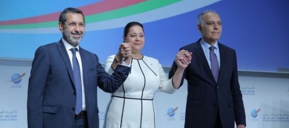 CGEM newly elected head Salaheddine Mezouar, and the body's former president Miriem Bensaleh Cheqroun./Ph. Mehdi Moussahim-Yabiladi