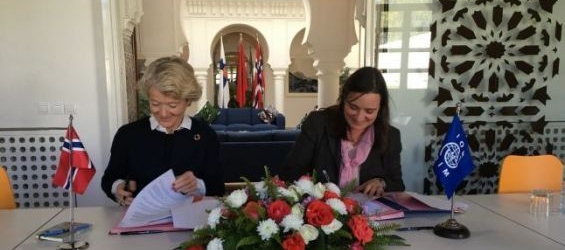 The signing  of Voluntary Return and Reintegration Assistance Program (AVRR) from Morocco between IOM and Norway, 13 December in Rabat / Ph. IOM