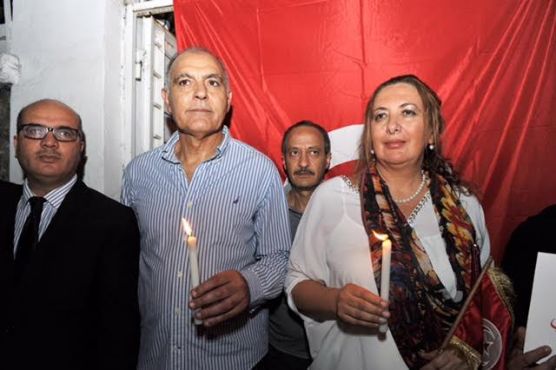 Salaheddine Mezouar et son épouse au sit-in de solidarité avec la Tunisie / DR