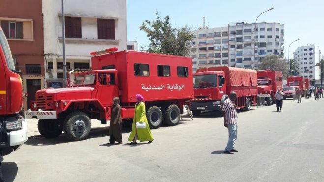 Plusieurs dizaines de véhicules de secours, ambulances et des forces de l'ordres sont mobilisés / Ph. Yabiladi.com