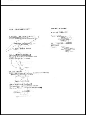 Une copie des signatures de ministres présentées aux clients en 2007.