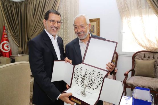 Saâddine Otmani et Rached Ghannouchi / Ph. Twitter