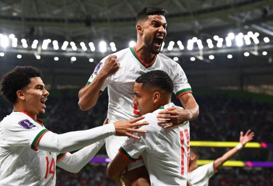 Les joueurs de l'équipe nationale lors du match Maroc-Belgique. / DR