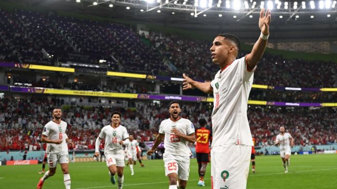 La joie d'Abdelhamid Sabiri lors du match Maroc-Belgique, ce dimanche à Doha. / Ph. G.I.