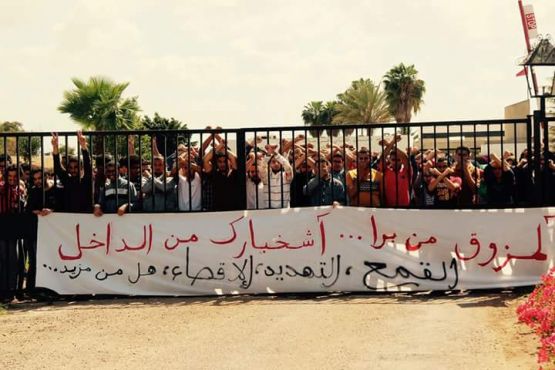 Manifestation des étudiants ingénieurs du Complexe horticole d’Agadir contre le directeur Farid Lakjâa. / Ph. Facebook
