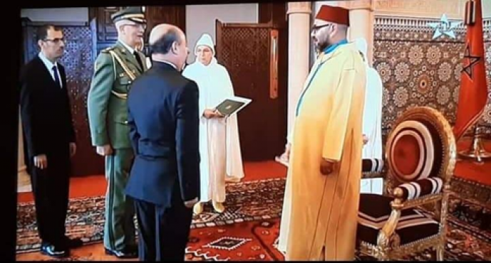 Capture d’écran publiée sur le site de l’ambassade algérienne à Rabat de la réception de Abdelhamid Abdaoui au Palais royal / DR