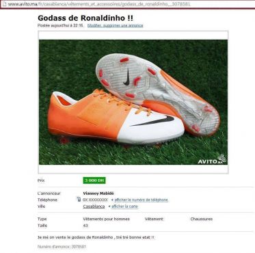 Un internaute, qui se fait passer pour le joueur Vianney Mabidé, a publié une annonce sur le site de vente en ligne Avito. 