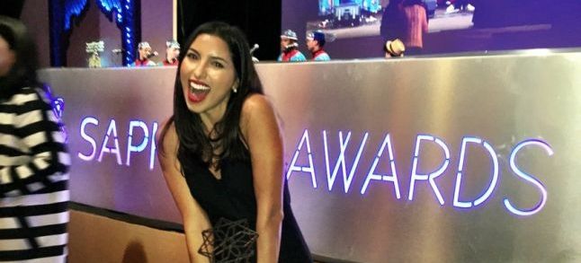 Nadine Hanafi while receiving the Saphira award./ph. Nadine Hanafi