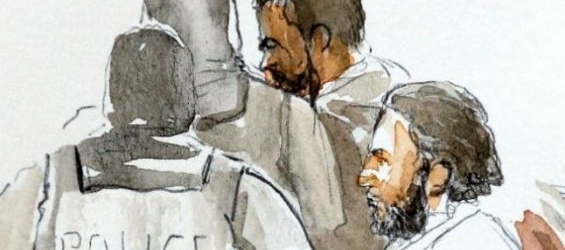 Salah Abdeslam and Sofiane Ayari in court on the 23rd of April in Brussels./Ph. Yves Capelle-Reuters