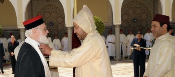 Chief Rabbi of Morocco Aharon Monsonego and King Mohammed VI during throne day festivities in 2008./Ph. DR