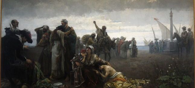 The expulsion of Maurs from Spain in 1894, a painting by Gabriel Puig Roda./Ph. DR