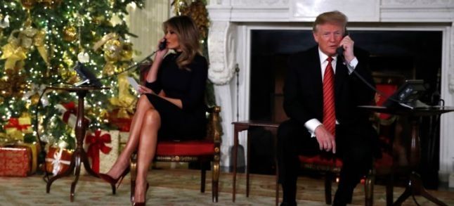US first lady Melania Trump and President Donald Trump receiving calls from children on Christams Eve./Ph. DR