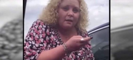 An American woman threatens to kill three veiled women