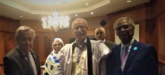 Polisario leader Brahim Ghali shaking hands with UN Secretary-General Antonio Guterres./Ph. SPS