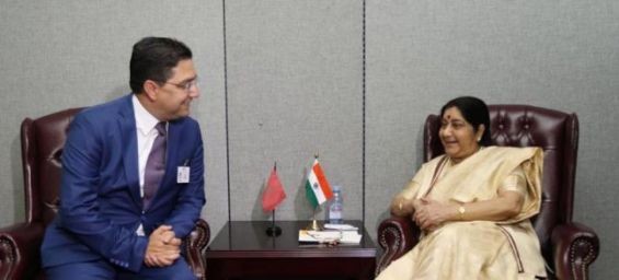 Foreign Affairs Minister Nasser Bourita and his Indian counterpart Sushma Swaraj./Ph. DR