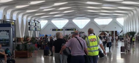 Thomas Cook customers at the Marralech airport for a repatriation flight. / Ph. British Embassy Morocco