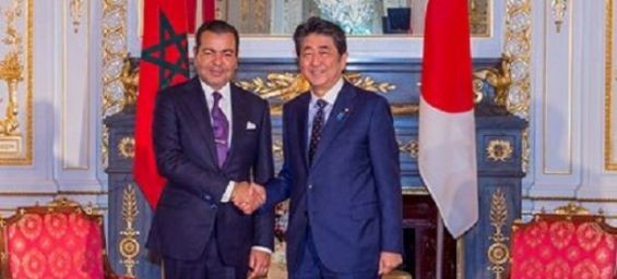 Prince Moulay Rachid and Japanese Prime minister Abe Shinzo. / Ph. MAP