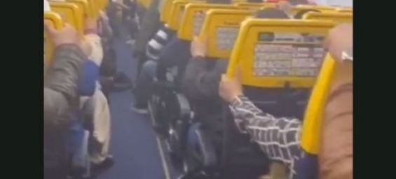 Frightened passengers on a Ryanair flight to Belgium on Sunday scream and cry during Storm Dennis. / The Sun