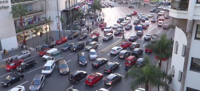 High angle view traffic jam in Zerktouni, Casablanca./Ph. Shutterstrock